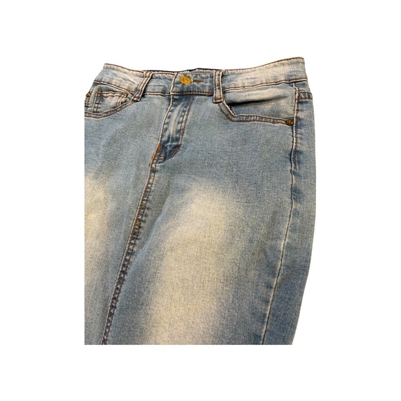 Womens Blue Denim Maxi Skirt With High Slit Size 26 Y2K Style - Picture 4 of 10